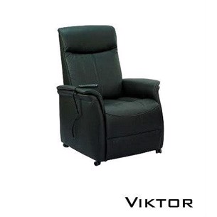 Viktor recliner -  Læder i sort læder overalt med motor / liftstol - med hjul.